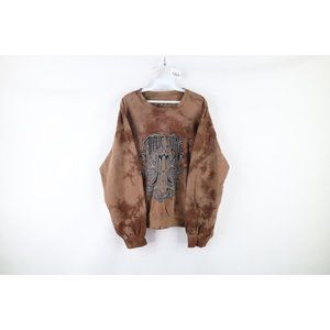 Affliction Womens XL Distressed Acid Wash MMA Fighting Spell Out Sweatshirt